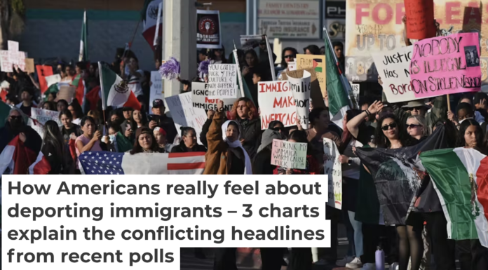 A protest in San Diego against the Trump administration’s mass deportation plan, Jan. 31, 2025. Carlos Moreno/NurPhoto via Getty Images